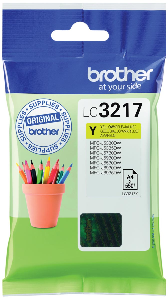 Brother inktcartridge, 550 pagina's, OEM LC-3217Y, geel