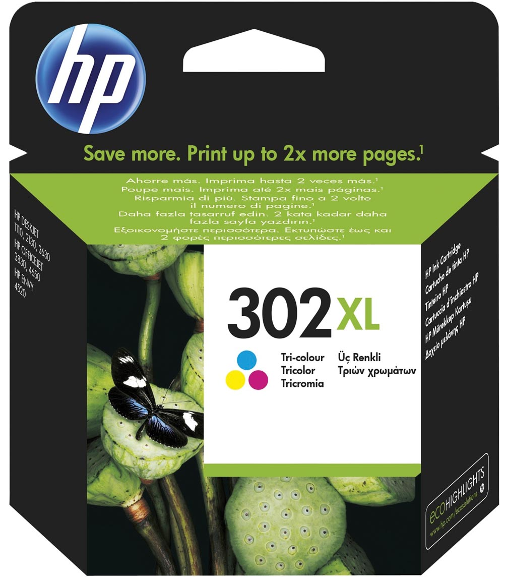 HP inktcartridge 302XL, 330 pagina's, OEM F6U67AE, 3 kleuren