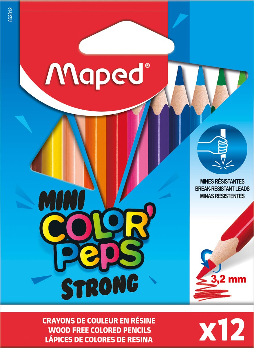 Maped kleurpotlood Color'Peps Mini Strong, 12 potloden in een kartonnen etui