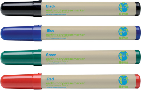 Bi-Office Earth-It whiteboardmarkers, set van 4 stuks in geassorteerde kleuren