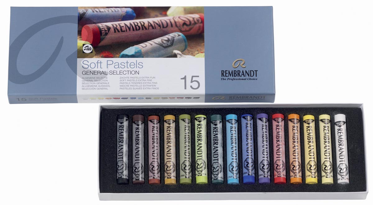 Rembrandt softpastels, doos met 15 pastels