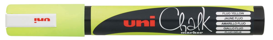 Uni-ball Krijtmarker fluo geel, ronde punt van 1,8 - 2,5 mm