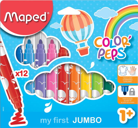 Maped viltstift Color'Peps Jumbo Early Age, etui van 12 stuks in geassorteerde kleuren