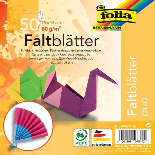 Folia vouwpapier Duo ft 15 x 15 cm, pak met 50 vel