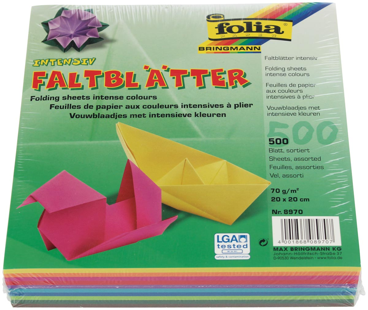 Folia vouwblaadjes ft 20 x 20 cm, pak van 500 blaadjes