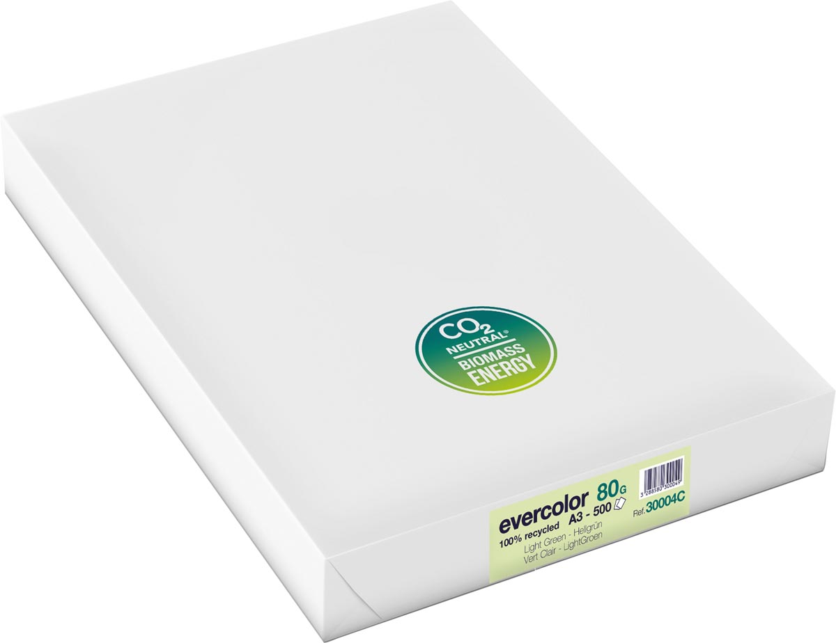 Clairefontaine Evercolor gekleurd gerecycleerd papier, A3, 80 g, 500 vel, lichtgroen