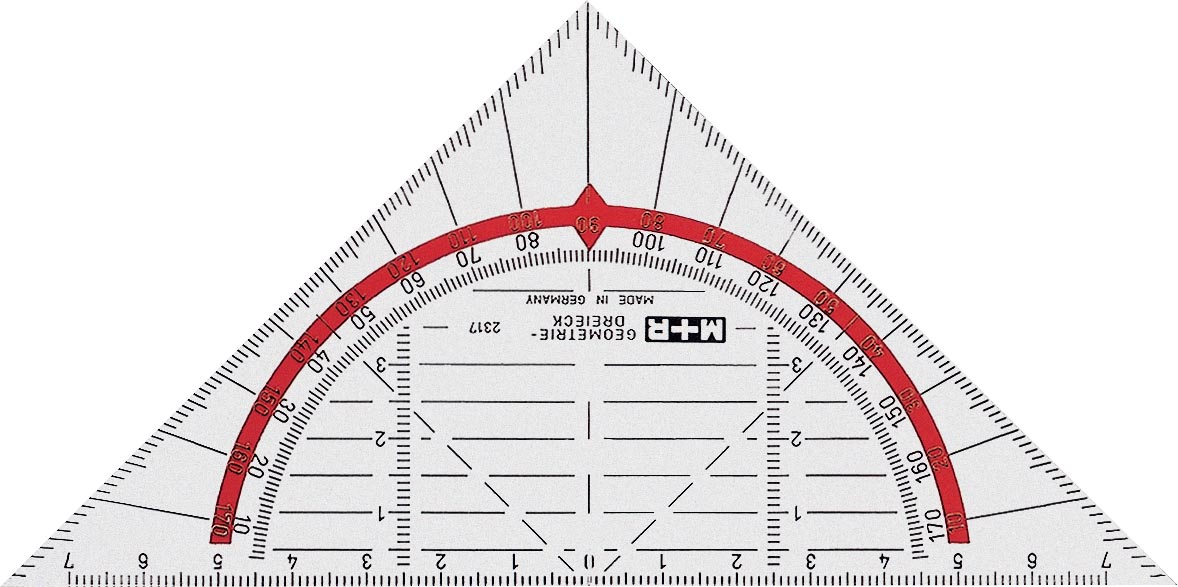 M+R geodriehoek, 16 cm