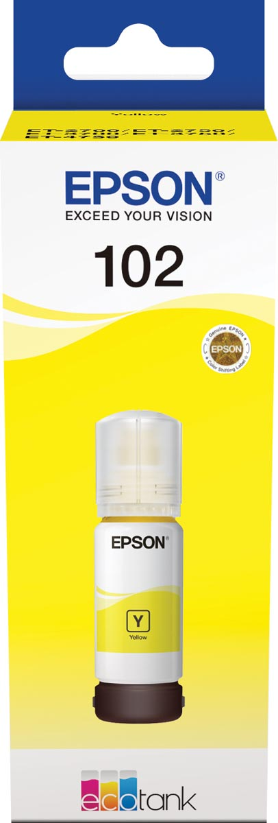 Epson inktfles 102, 6.000 pagina's, OEM C13T03R440, geel