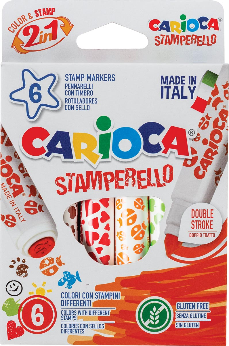 Carioca stempelstift Stamperello, doos van 6 stuks in geassorteerde kleuren