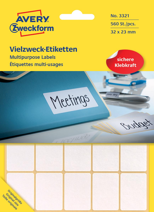 Avery Zweckform 3321 mini etiketten ft 32 x 23 mm (b x h), 560 etiketten, wit