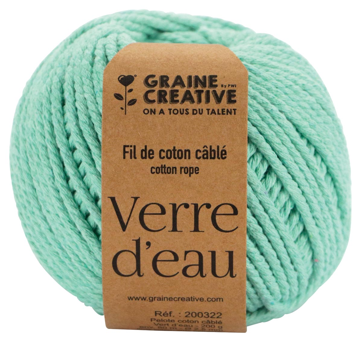 Graine Créative Macramé touw, ft 2,5 mm x 80 m, muntgroen