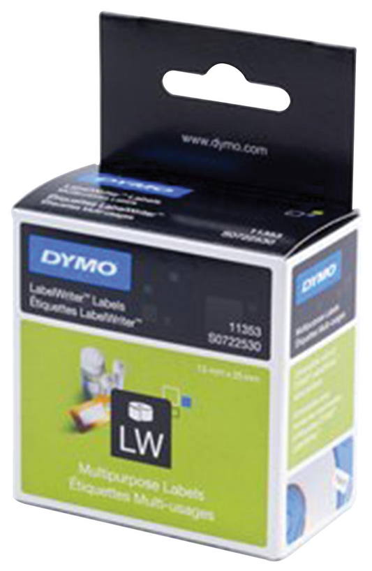 Dymo etiketten LabelWriter ft 13 x 25 mm, verwijderbaar, wit, 1000 etiketten