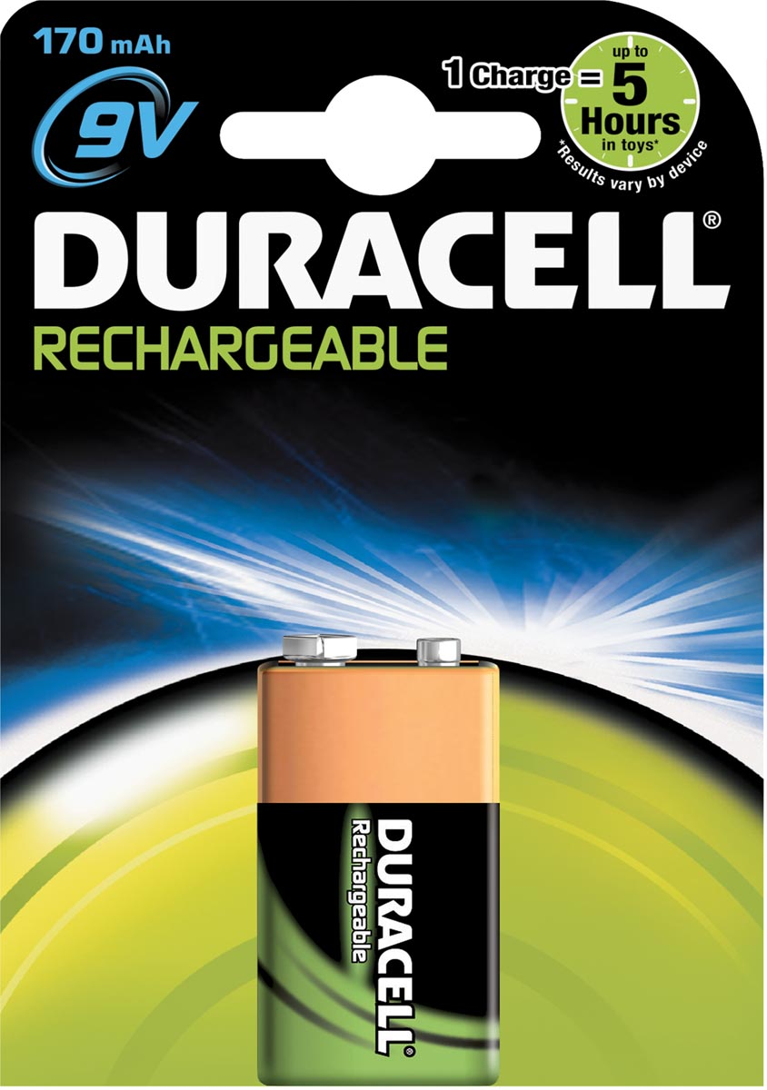 Duracell oplaadbare batterij 9V, op blister