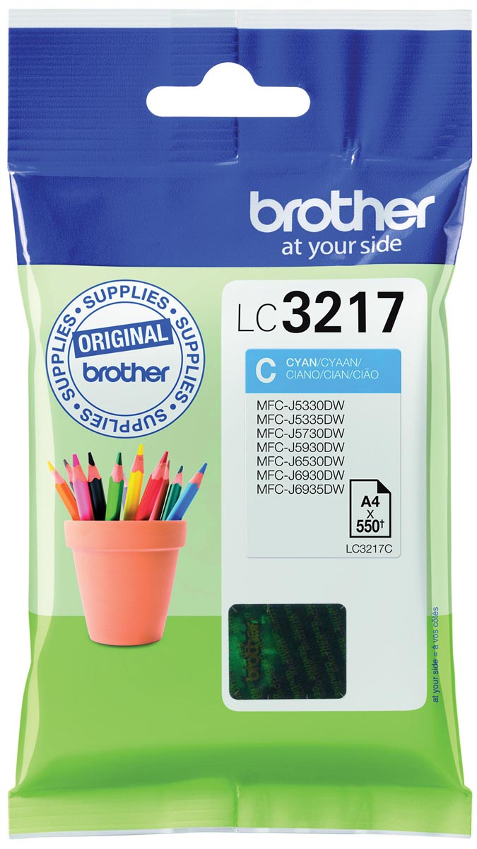 Brother inktcartridge, 550 pagina's, OEM LC-3217C, cyaan