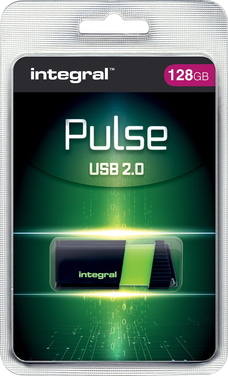 Integral Pulse USB 2.0 stick, 128 GB, zwart/geel