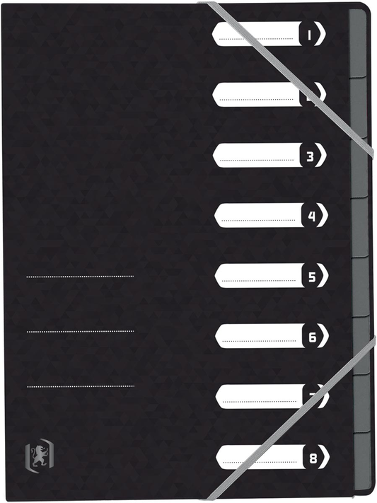 Elba Oxford Top File+ sorteermap, 8 vakken, met elastosluiting, zwart