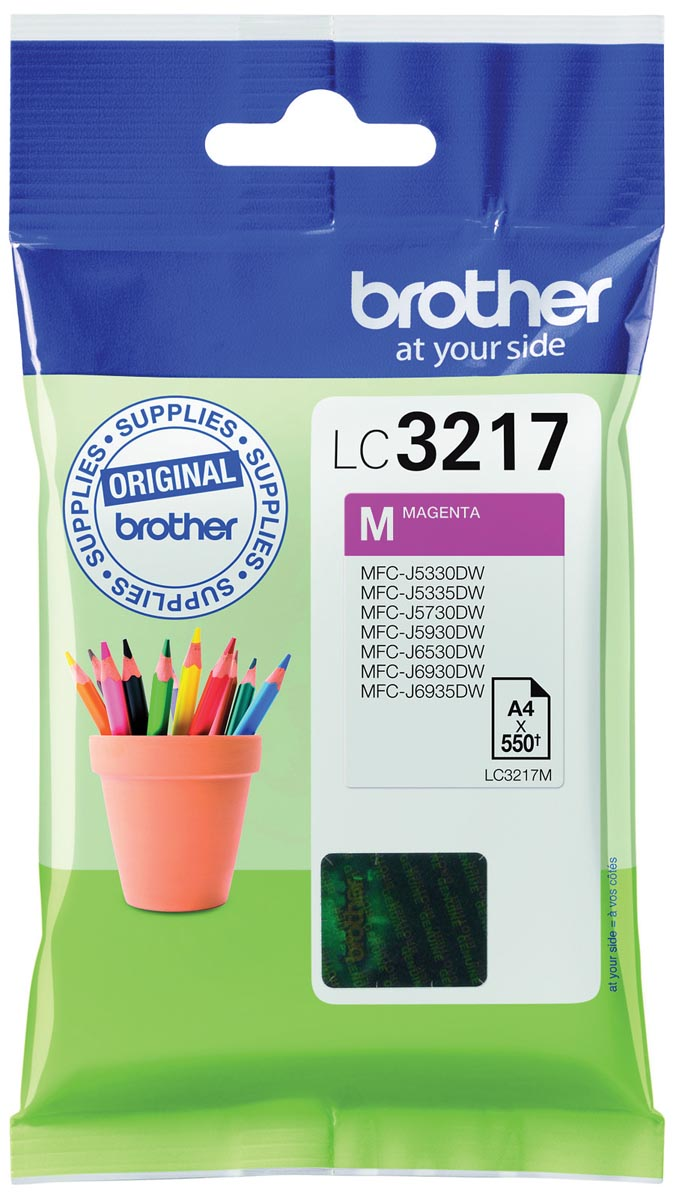 Brother inktcartridge, 550 pagina's, OEM LC-3217M, magenta