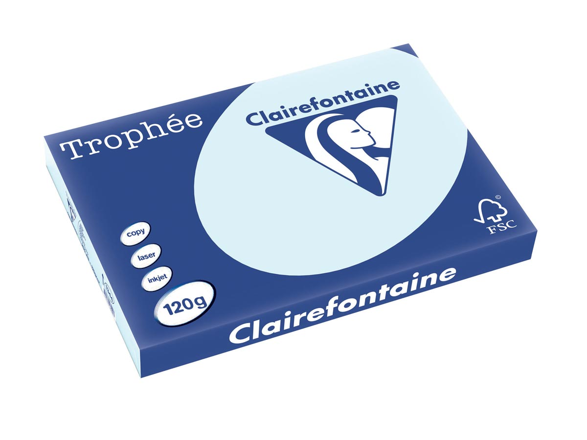 Clairefontaine Trophée Pastel A3, 120 g, 250 vel, azuurblauw