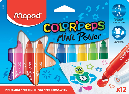 Maped viltstift Color'Peps Mini Jumbo, etui van 12 stuks in geassorteerde kleuren