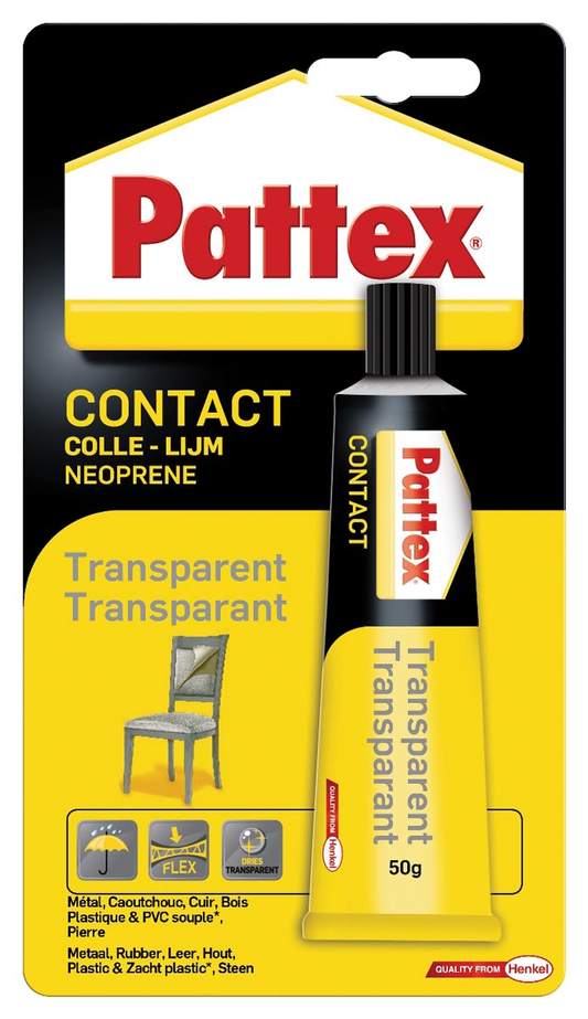 Pattex contactlijm Transparant, tube van 50 g, op blister