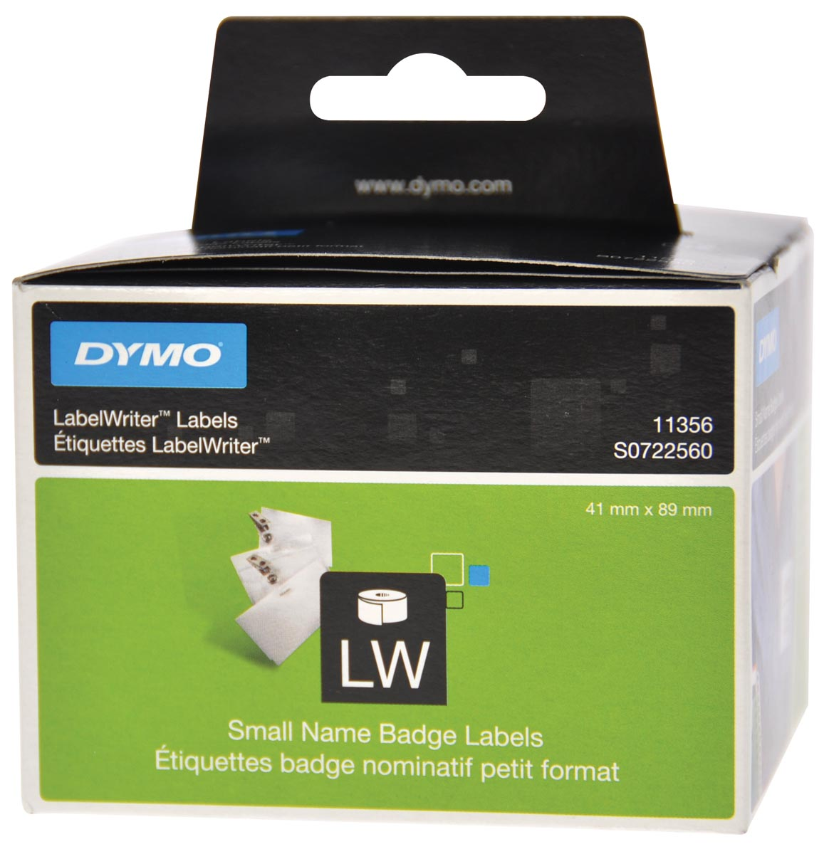 Dymo etiketten LabelWriter ft 89 x 41 mm, verwijderbaar, wit, 300 etiketten