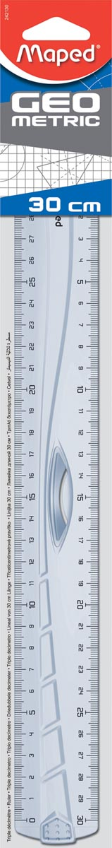 Maped decimeterlat Geometric driedubbele decimeter, 30 cm, transparant