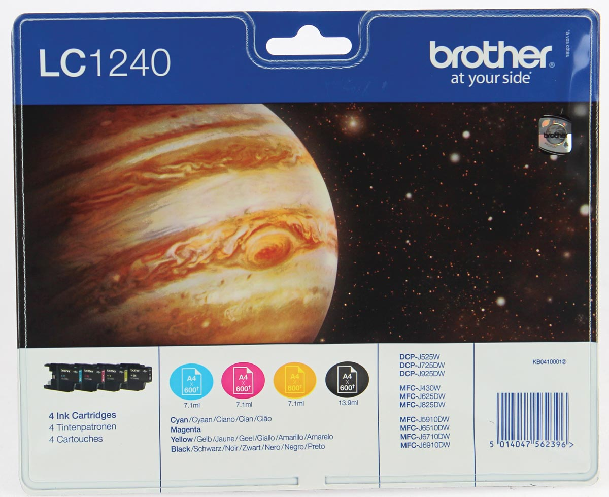 Brother inktcartridge, 600 pagina's, OEM LC-1240VALBP, 4 kleuren