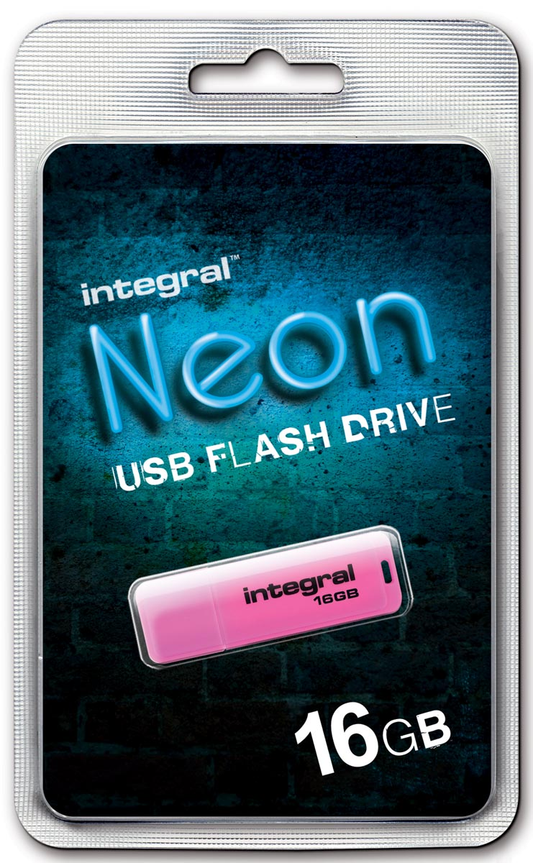 Integral Neon USB 2.0 stick, 16 GB, roze