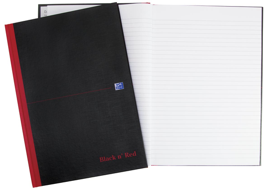 Oxford BLACK N' RED gebonden boek, 192 bladzijden, ft A4, gelijnd