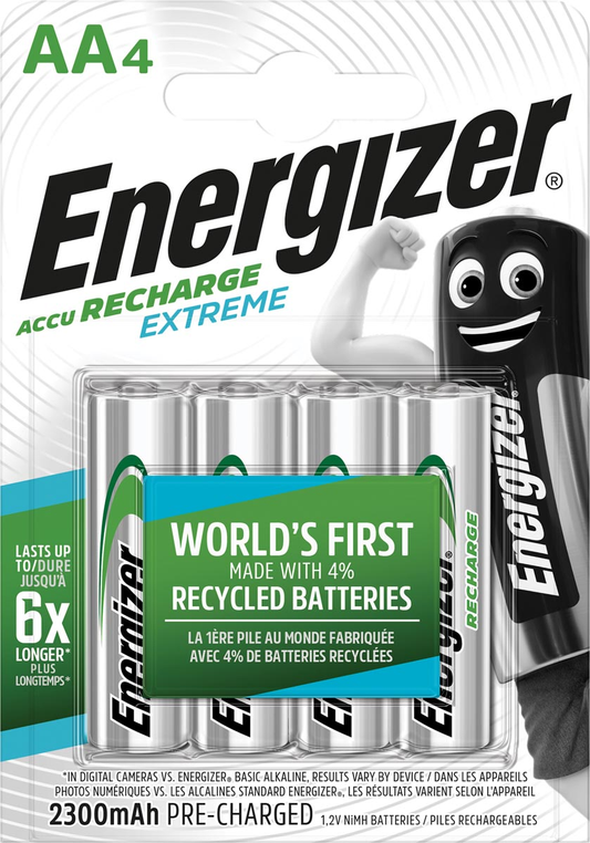 Energizer herlaadbare batterijen Extreme AA, blister van 4 stuks