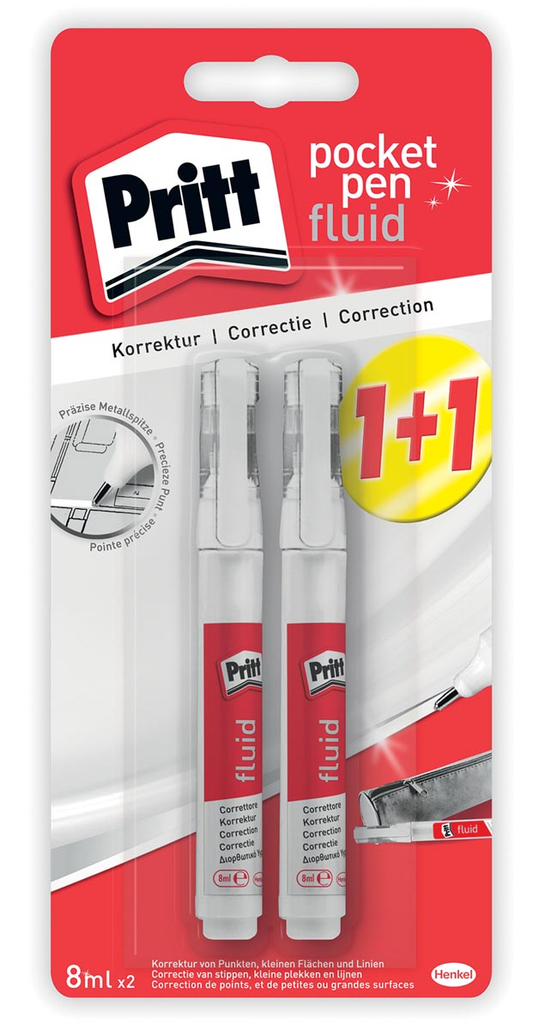 Pritt correctiepen Pocket Pen, blister 1 + 1 gratis