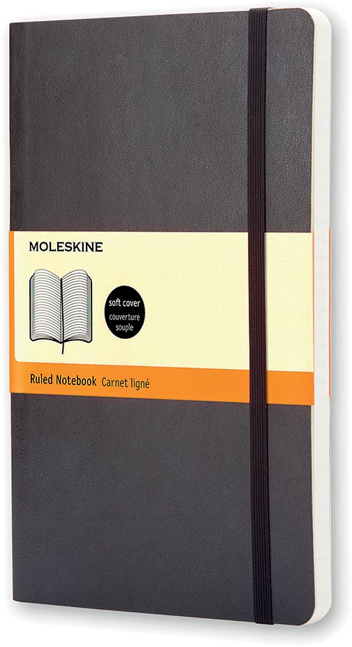 Moleskine notitieboek, ft 9 x 14 cm, gelijnd, soepele cover, 192 bladzijden, zwart