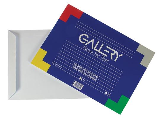 Gallery enveloppen ft 229 x 324 mm, gegomd, binnenzijde blauw, pak van 10 stuks