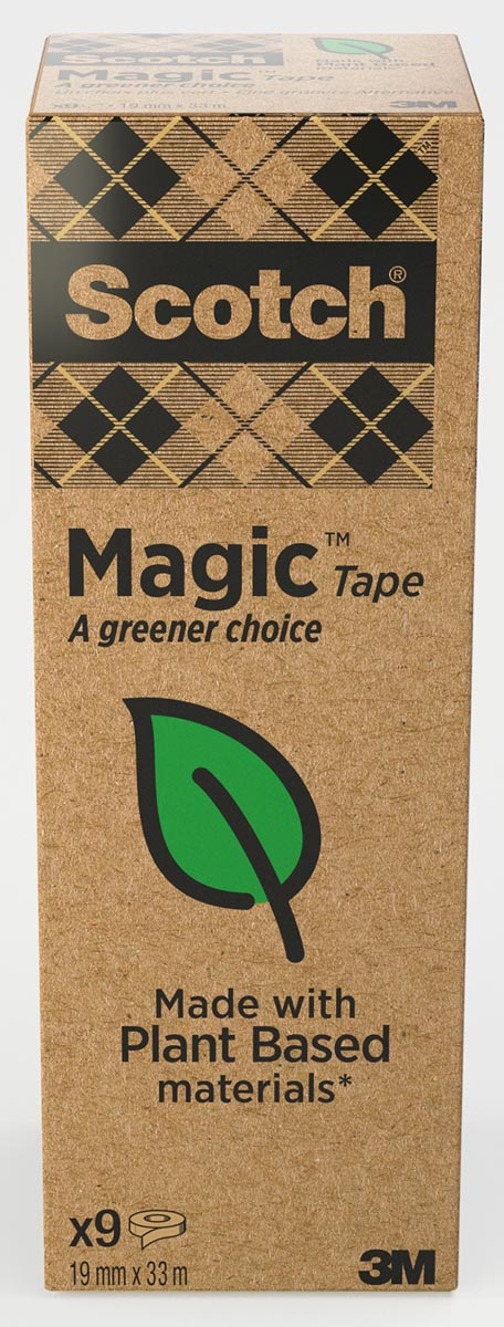 Plakband Magic Tape: A greener choice, ft 19 mm x 33 m, toren met 9 rollen