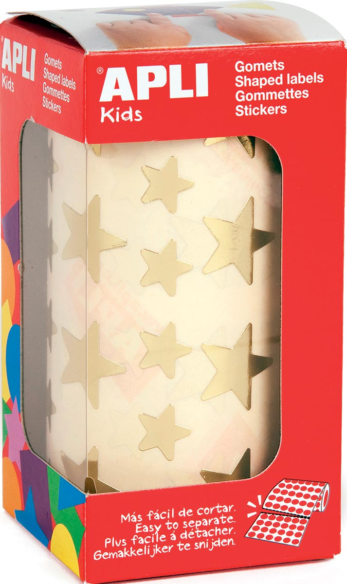 Apli Kids stickers op rol, ster, 2360 stuks, metallic goud