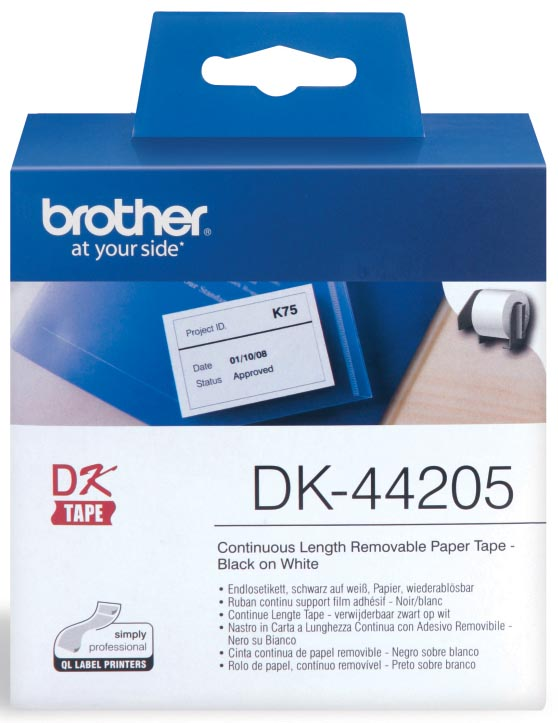 Brother doorlopende labelrol voor QL, ft 62 mm x 30,48 m, papier, verwijderbaar