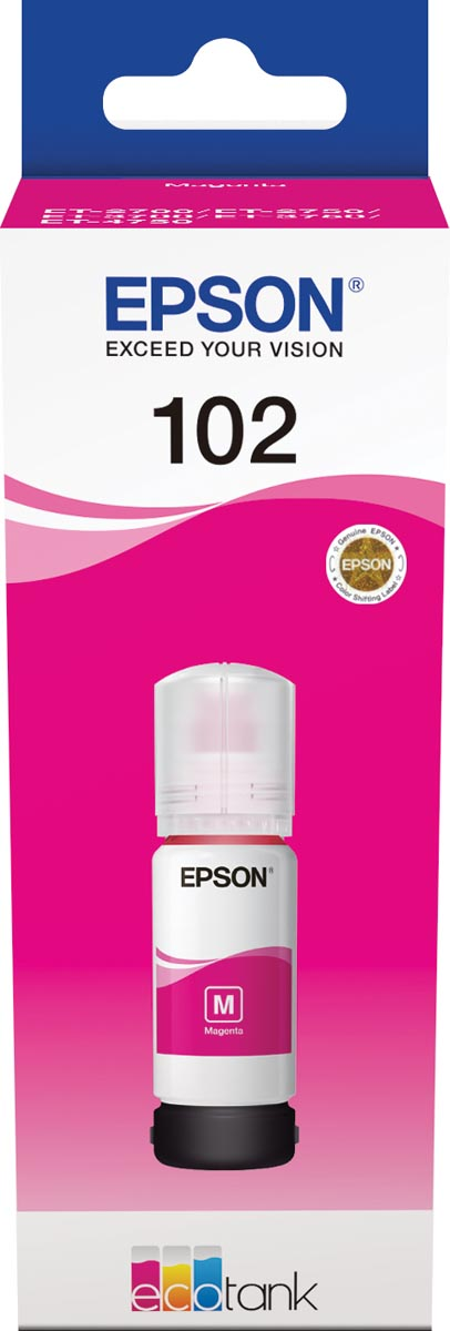 Epson inktfles 102, 6.000 pagina's, OEM C13T03R340, magenta