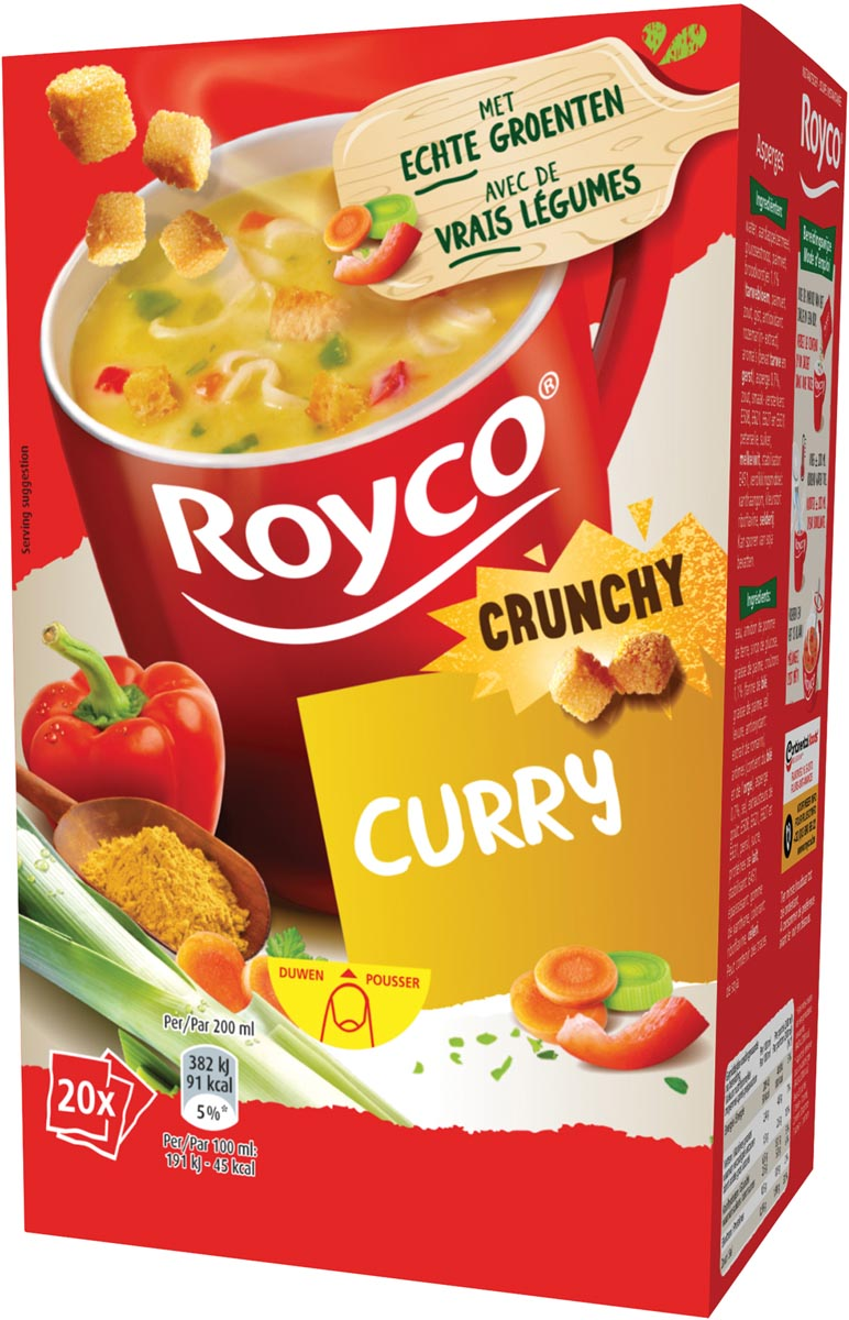 Royco Minute Soup curry met croutons, pak van 20 zakjes