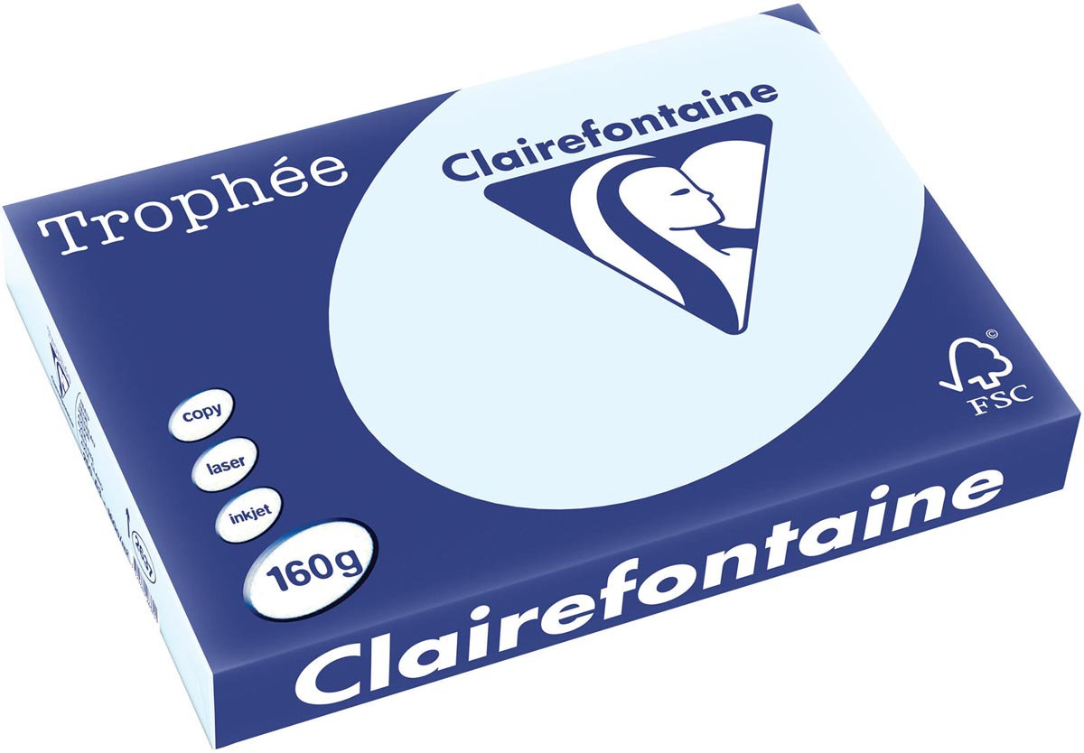 Clairefontaine Trophée Pastel A3, 160 g, 250 vel, azuurblauw