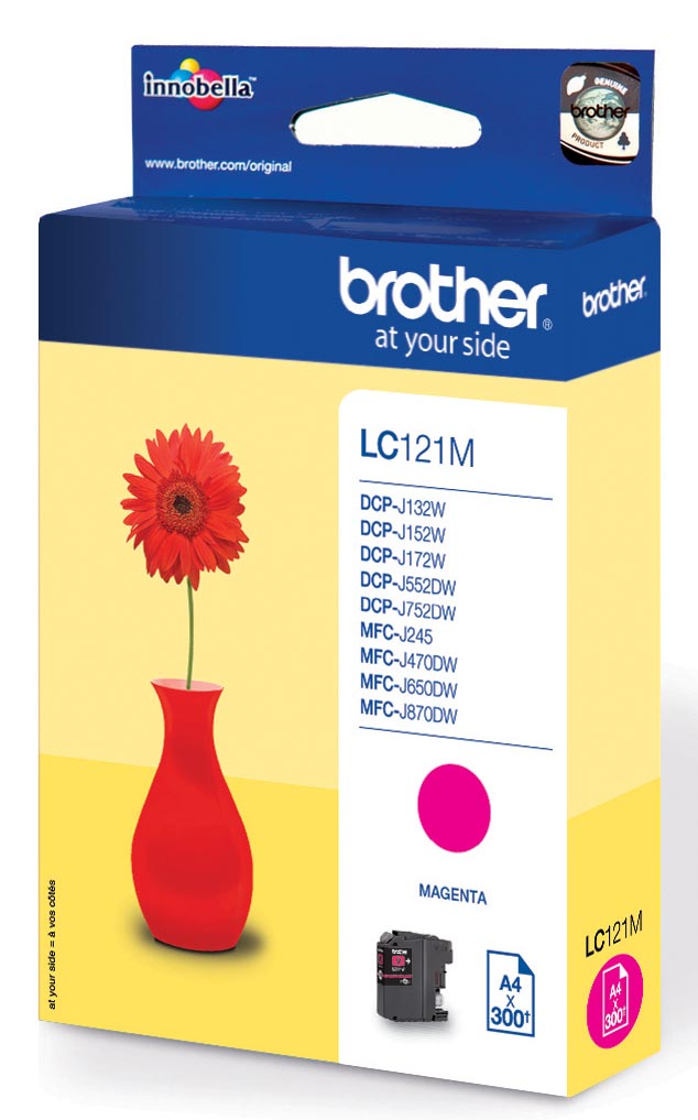 Brother inktcartridge, 300 pagina's, OEM LC-121M, magenta