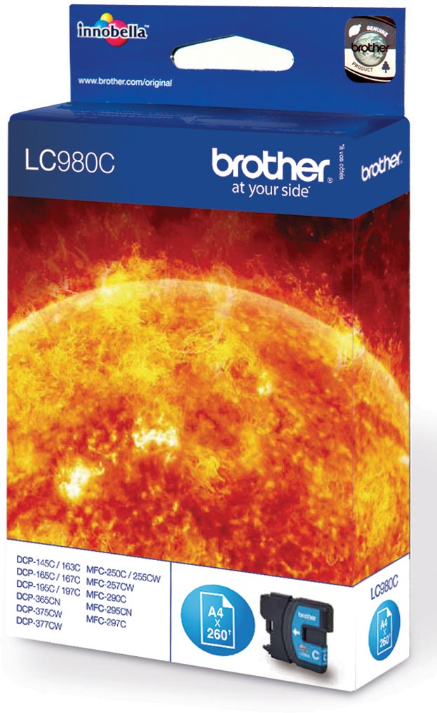 Brother inktcartridge, 260 pagina's, OEM LC-980C, cyaan