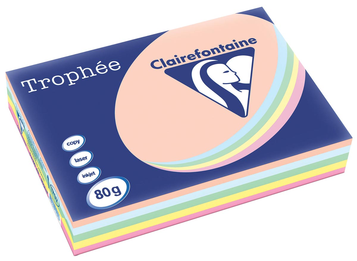 Clairefontaine Trophée Pastel A3, 80 g, 500 vel, geassorteerde kleuren