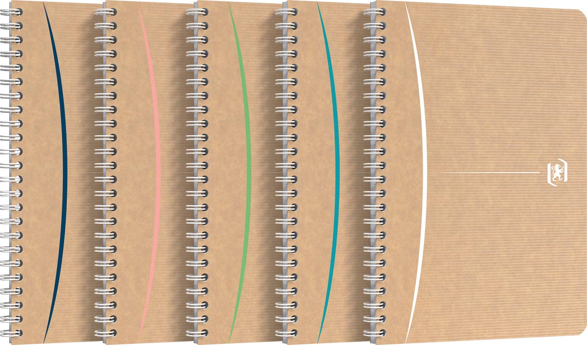 Oxford Touareg spiraalschrift, 180 bladzijden, ft A5, geruit 5 mm, geassorteerde kleuren
