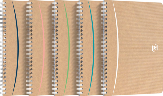 Oxford Touareg spiraalschrift, 180 bladzijden, ft A5, geruit 5 mm, geassorteerde kleuren