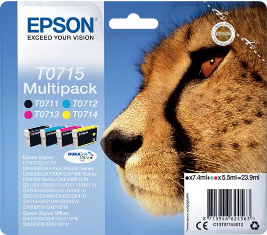 Epson inktcartridge T0715,250-415 pagina's, OEM C13T07154012, 4 kleuren