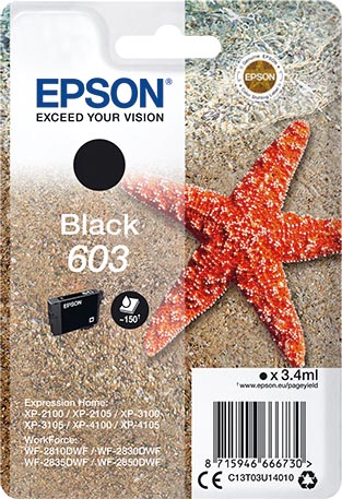 Epson inktcartridge 603, 150 pagina's, OEM C13T03U14020, zwart