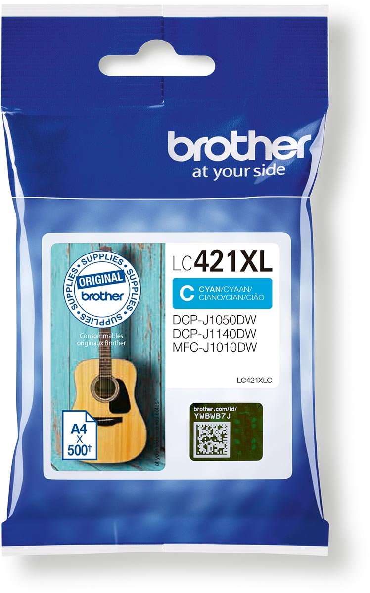 Brother inktcartridge,  500 pagina's, OEM LC-421XLC, cyaan