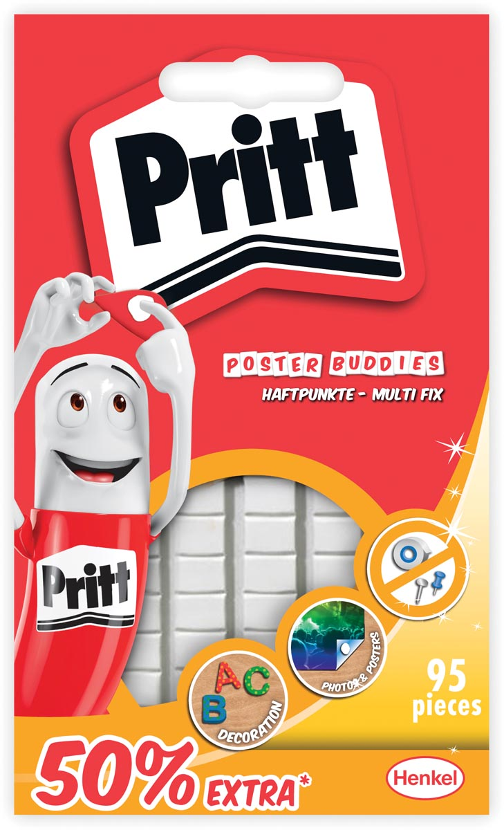 Pritt kneedlijm poster Buddies met 50% gratis, blister van 95 stuks