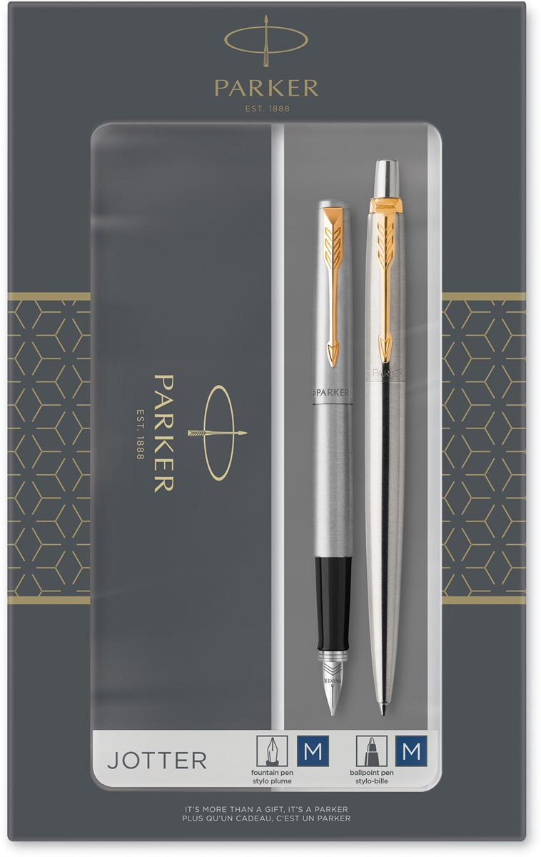 Parker Jotter giftbox duoset, vulpen en balpen, goud