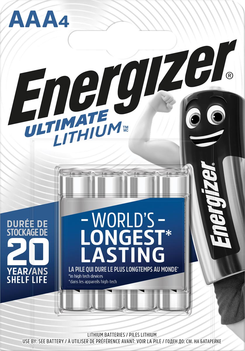 Energizer batterijen Lithium AAA, blister van 4 stuks